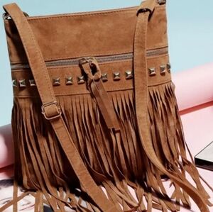 Rivet tassel crossbody